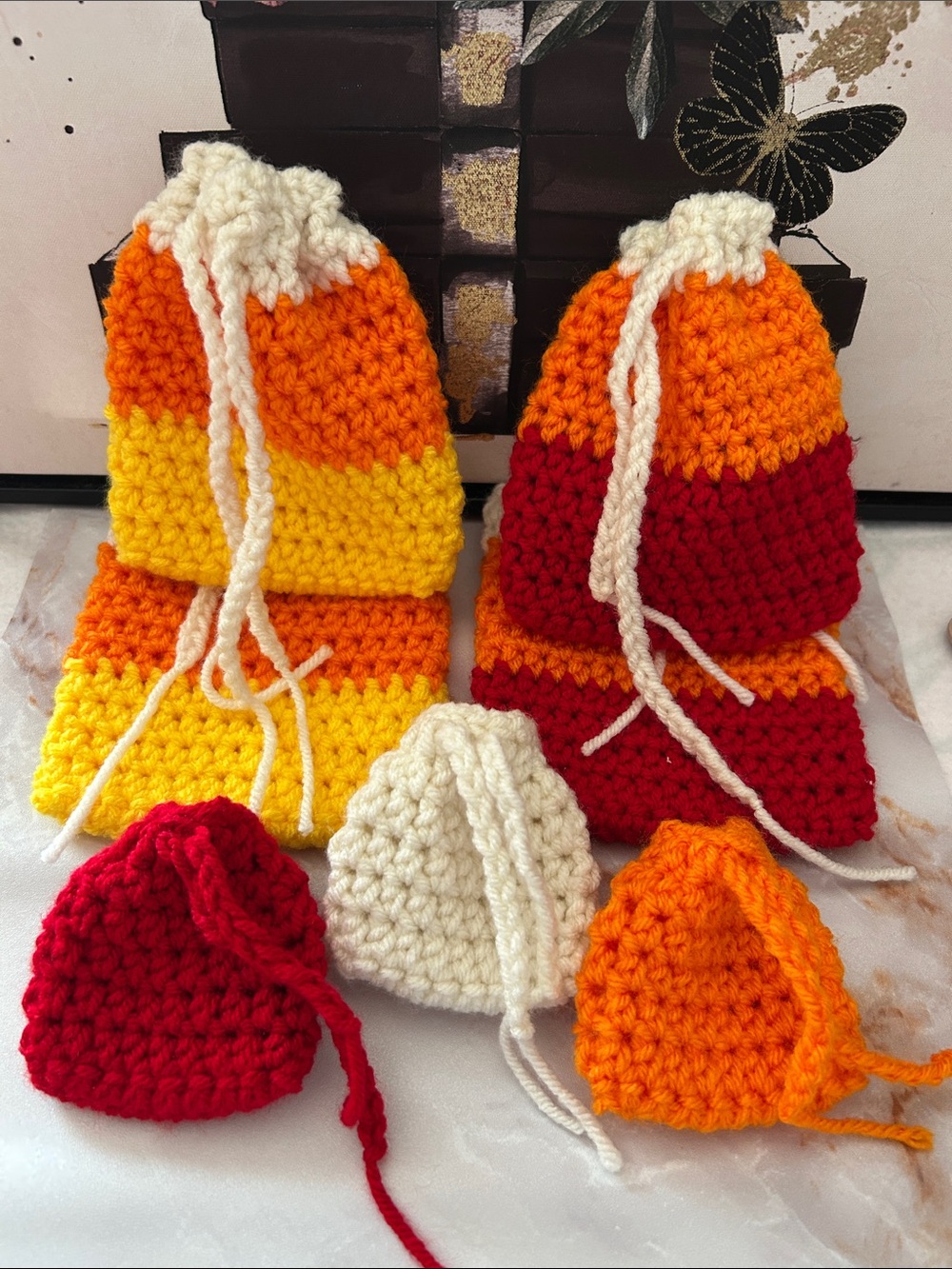 Handmade Crochet Drawstring Pouch’s bundle - Picture 3 of 3